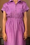 Buy_Eeda_Purple Chanderi Plain Collared Neck Dress _Online_at_Aza_Fashions