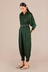 Shop_AMPM_Green Cupro Plain Collar Arifa Shirt With Pleated Pant _Online_at_Aza_Fashions