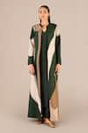 Buy_AMPM_Green Rose Silk Colour-blocked Jacket Round Amida And Tunic Set _at_Aza_Fashions