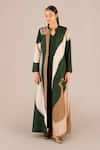 Buy_AMPM_Green Rose Silk Colour-blocked Jacket Round Amida And Tunic Set _Online_at_Aza_Fashions