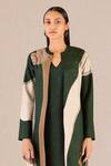 Shop_AMPM_Green Rose Silk Colour-blocked Jacket Round Amida And Tunic Set _at_Aza_Fashions