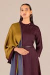 Shop_AMPM_Burgundy Rose Silk Plain Round Saimah Knife Pleated Kurta Palazzo Set _at_Aza_Fashions