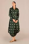 Buy_AMPM_Green Rose Silk Print Betel Leaf Collar Emery Shirt And Dhoti Pant Set _at_Aza_Fashions