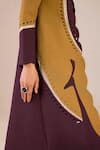 Shop_AMPM_Burgundy Chanderi Quilting Peacock Kurta Round Asira Quilted Jacket And Set _at_Aza_Fashions