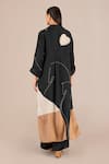 Shop_AMPM_Black Organza Satin Print Horse Tunic Collar Maysa Oversized And Palazzo Set _at_Aza_Fashions