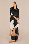 Buy_AMPM_Black Organza Satin Print Horse Tunic Collar Maysa Oversized And Palazzo Set _Online_at_Aza_Fashions