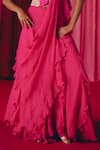 Buy_Mrunalini Rao_Fuchsia Blouse Raw Silk Hand Embroidered Resham Sari Pre-draped Saree With 