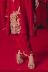 Mrunalini Rao_Red Kurta And Pant Pure Silk Embroidery Zardozi Cutwork Gulnaaz A-line Set _at_Aza_Fashions