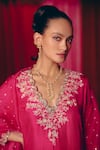 Mrunalini Rao_Fuchsia Kurta And Pant Pure Silk Embroidery Zardozi Scallop V Tithi Resham Set _Online_at_Aza_Fashions