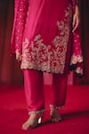 Shop_Mrunalini Rao_Fuchsia Kurta And Pant Pure Silk Embroidery Zardozi Scallop V Tithi Resham Set _at_Aza_Fashions