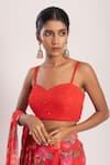 Buy_Avaha_Red Georgette Embroidered Sequin Sweetheart Asa Blouse _at_Aza_Fashions