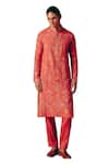 Mrunalini Rao_Orange Kurta Matka Silk Embroidery Rayirth Geometric Buta Work With Pant _Online_at_Aza_Fashions