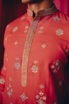 Mrunalini Rao_Orange Matka Silk Embroidery Zardozi Rayirth Geometric Buta Work Kurta With Pant _at_Aza_Fashions