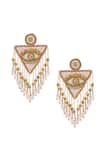 Buy_Samyukta Singhania_Pink Glass Beads Nain Sukh Embellished Tassel Earrings _at_Aza_Fashions