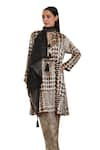 Buy_Rainas_Black Velvet Printed Geometric Band Collar Kurta Pant Set 