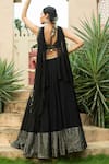 Shop_Monk & Mei_Black Georgette Embellished Mirror V-neck Nadia Lehenga Set _at_Aza_Fashions