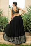 Buy_Monk & Mei_Black Georgette Embellished Mirror V-neck Nadia Lehenga Set _Online_at_Aza_Fashions