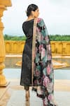 Shop_Monk & Mei_Black Georgette Embellished Floral Boat Neck Natasha Printed Kurta Pant Set _at_Aza_Fashions