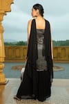 Shop_Monk & Mei_Black Georgette Embroidered Zari Scoop Liana Kurta Gharara Set _at_Aza_Fashions