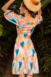 Shop_Zazu_Multi Color Cotton Satin Print Paint Scribble Florence Cutout Dress _at_Aza_Fashions