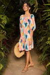 Shop_Zazu_Multi Color Cotton Satin Print Paint Scribble Florence Cutout Dress _Online_at_Aza_Fashions