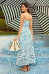 Shop_Zazu_Blue Cotton Satin Print Fleur Sweetheart Neck Marbella Maxi Dress _at_Aza_Fashions