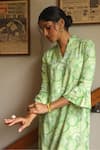 Shop_Zazu_Green Cotton Satin Print Helix Stand Collar Positano Maxi Dress _Online_at_Aza_Fashions