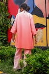 Shop_Zazu_Pink Cotton Satin Ombre Square Neck Venice Jacket And Flared Trouser Set _at_Aza_Fashions