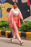 Shop_Zazu_Pink Cotton Satin Ombre Square Neck Venice Jacket And Flared Trouser Set _Online_at_Aza_Fashions