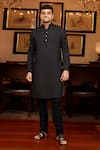 Buy_Zazu_Black Cotton Swerve Maze Print Kurta With Churidar _at_Aza_Fashions