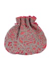 Shop_Lovetobag_Red Embroidered Beaded Rose Potli Bag _at_Aza_Fashions