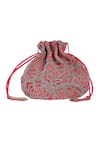 Buy_Lovetobag_Red Embroidered Beaded Rose Potli Bag _at_Aza_Fashions