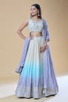 Buy_Jiya by Veer Design Studio_Ivory Embroidered Chevron Leaf Neck Ombre Lehenga Set _at_Aza_Fashions