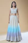 Buy_Jiya by Veer Design Studio_Ivory Embroidered Chevron Leaf Neck Ombre Lehenga Set _Online_at_Aza_Fashions