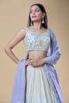 Buy_Jiya by Veer Design Studio_Ivory Embroidered Chevron Leaf Neck Ombre Lehenga Set 