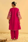 Shop_Sheetal Batra_Pink Kurta Silk Chanderi Embroidery Kashmiri Mohsina Kalidar Choga And Pant Set _at_Aza_Fashions