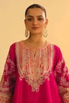 Shop_Sheetal Batra_Pink Kurta Silk Chanderi Embroidery Kashmiri Mohsina Kalidar Choga And Pant Set _Online_at_Aza_Fashions