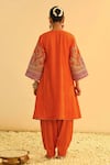 Shop_Sheetal Batra_Orange Kurta Silk Chanderi Embroidery Mohsina Paisley Kalidar And Pant Set _at_Aza_Fashions