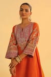 Sheetal Batra_Orange Kurta Silk Chanderi Embroidery Mohsina Paisley Kalidar And Pant Set _Online_at_Aza_Fashions