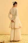 Shop_Sheetal Batra_Ivory Kurta Silk Chanderi Embroidery Kashmiri Shahana Floral Yoke Peplum Set _at_Aza_Fashions