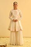 Sheetal Batra_Ivory Kurta Silk Chanderi Embroidery Kashmiri Shahana Floral Yoke Peplum Set _Online_at_Aza_Fashions