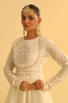 Buy_Sheetal Batra_Ivory Kurta Silk Chanderi Embroidery Kashmiri Shahana Floral Yoke Peplum Set 