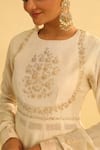 Shop_Sheetal Batra_Ivory Kurta Silk Chanderi Embroidery Kashmiri Shahana Floral Yoke Peplum Set 