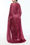 Shop_Tarun Tahiliani_Wine Cape Satin Organza Embellished Crystal Corset With Draped Skirt Set _at_Aza_Fashions