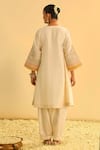 Shop_Sheetal Batra_Ivory Kurta Silk Chanderi Embroidery Kashmiri Mehrish Kalidar And Pant Set _at_Aza_Fashions