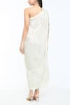 Shop_Tarun Tahiliani_Ivory Jersey Print Crystal Drops One Shoulder Draped Dress _at_Aza_Fashions