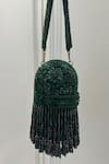 Buy_House of Kosha_Green Cutdana Azmat Tassel Embellished Capsule Bag _at_Aza_Fashions