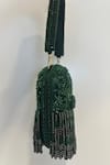 Shop_House of Kosha_Green Cutdana Azmat Tassel Embellished Capsule Bag _at_Aza_Fashions