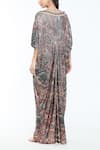 Shop_Tarun Tahiliani_Black Foil Jersey Print Sequin Round Draped Kaftan _at_Aza_Fashions