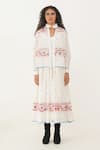 Indigo Dreams_Ivory 100% Cotton Handwoven Jamdani Band Kora Jacket _Online_at_Aza_Fashions